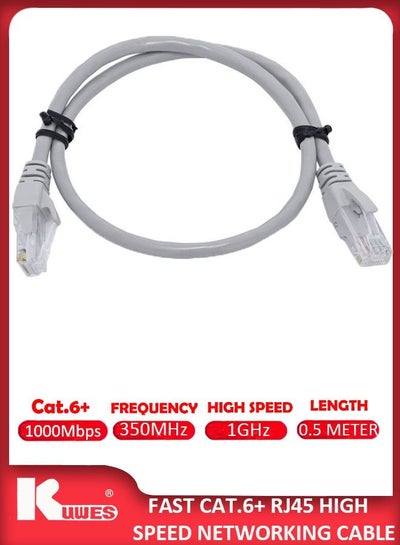 Buy 1GHZ Fast Cat. 6 Plus RJ45 Ultra High Speed LAN Network Cable With Heavy Duty Gold Plated Connectors Waterproof And Durable (0.5Meter) in UAE