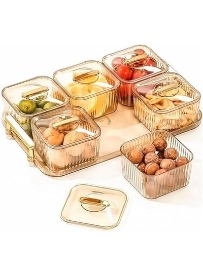 Plastic Serving Tray with Lid and Handle for Appetizers, Fruit
