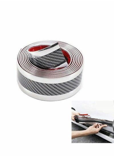 Buy Car Door Entry Guards Protector, Universal Carbon Fibre Flexible Self-Adhesive Car Door Sill Sticker for Car SUV Truck Door Entry Guards [5×300cm / 2×118"(W×L), Silver] in UAE