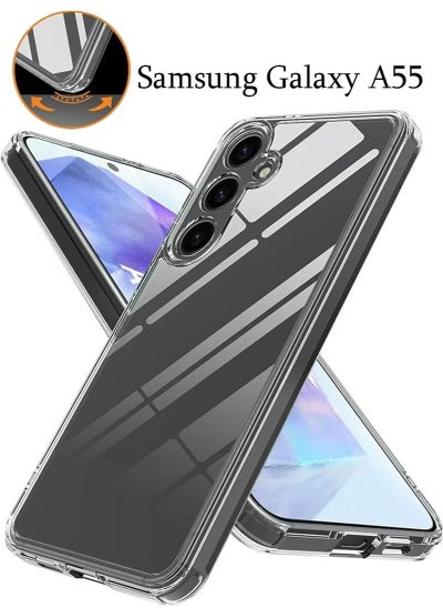 Buy Clear Phone Case for Samsung Galaxy A55 5G, Flexible TPU frame and PC Back Protective Slim Phone Cover, Anti-Fingerprints in UAE