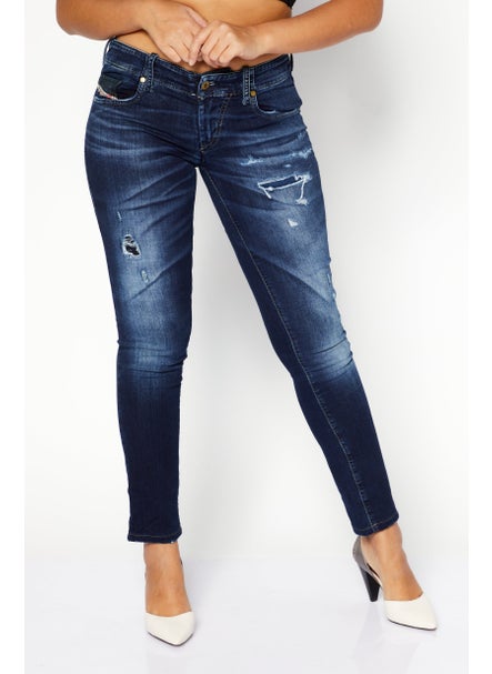 Buy Women Super Skinny Fit Wash Stretchable Denim, Navy in UAE