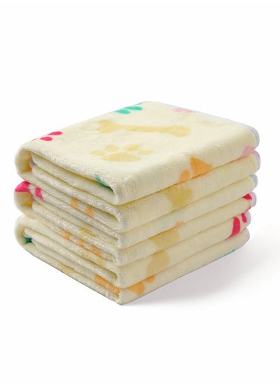 Buy Puppy Blanket Kitten Blankets 1 Pack 3 Blankets for Dogs Super Soft Fluffy Premium Fleece Pet Blanket Flannel Throw for Dog Puppy Cat Bone Paw Light Yellow Kitten Puppy Small Animals Towel in Saudi Arabia