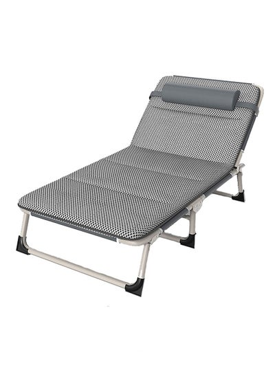 Buy Folding Camping Bed, Folding Bed with Winter and Summer Cushion, Single Folding Recliner, Suitable for Camping, Office, Lunch Breaks and Outdoor Emergencies, Can Be Used in Summer and Winter (Grey) in UAE