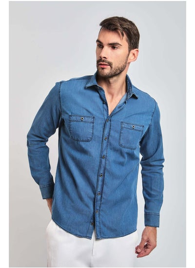 Buy Fancy Regular Fit Denim Shirt With And Long Sleeves in Egypt