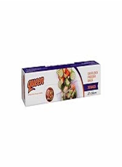 اشتري Queen easy lock freezer bags, large, 30 bags - clear في مصر