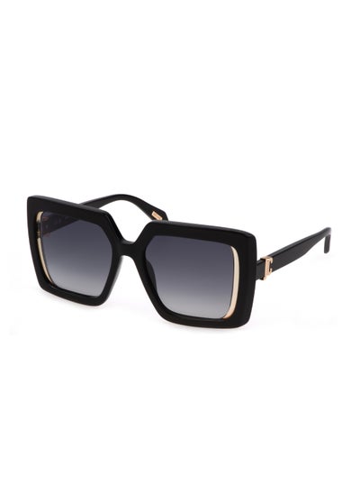 Buy Women's Square Shape  Acetate Sunglasses SJC027 530700 - Lens Size: 53 Mm - Shiny Black in Saudi Arabia