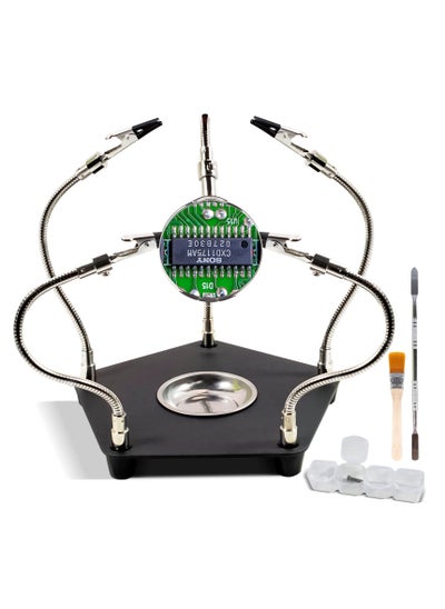 Buy Soldering Station Helping Hands with Magnifying Glass - Third Hand Solder Tool PCB Holder - Heavy Duty Base Plate, Four Flexible Arms for Soldering and Electronic Repair in UAE