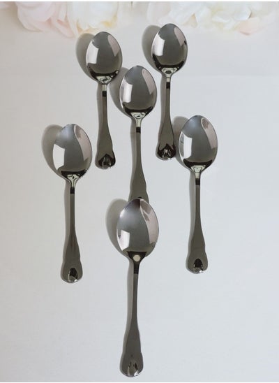 Buy A set of silver stainless steel spoons, 6 pieces in Saudi Arabia