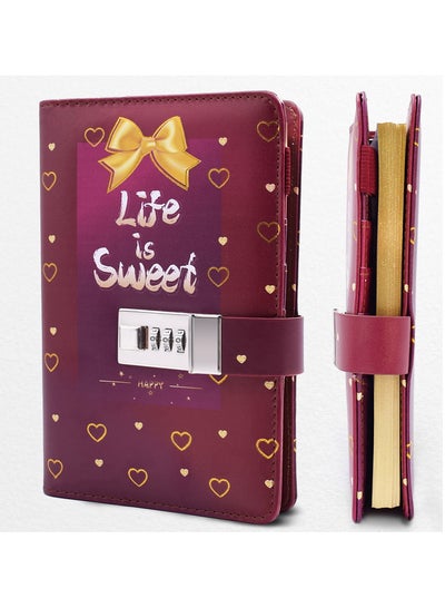 Buy AIVN Diary with Lock for Girls, Great Gift Cute Spiral Writing Lock Notebook Journal with Love Heart and Gold Glimmer Edge for Teen Girls in Saudi Arabia