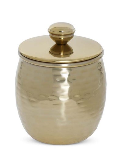 Buy Ava Cotton Jar, Gold - 10x12.25 cm in UAE