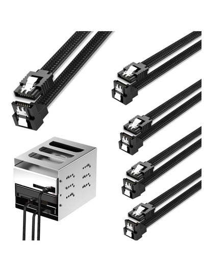 اشتري 5 Pack SATA Data Cable 90° Right Angle 6Gbps Locking Latch 50cm 18 Inch for HDD, SSD, CD Driver & Writer (Black) في الامارات