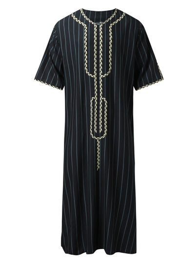 اشتري Model 2023 Loose V-Neck Short Sleeve Printed Men's Robe في السعودية