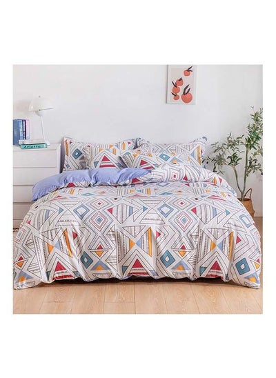 اشتري 6-Piece King Size Duvet Cover Set Microfibre Cararra 1 Duvet Cover 220x240 cm, 1 Fitted Sheet 200x200+25 cm, 4 Pillow Cases 48x74cm Multicolour في الامارات