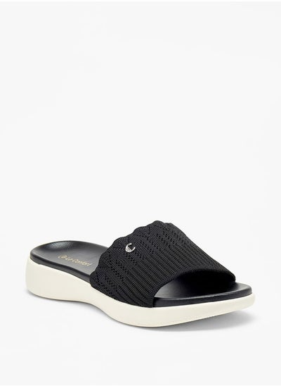 Buy Textured Slip-On Flatform Sandals in Saudi Arabia