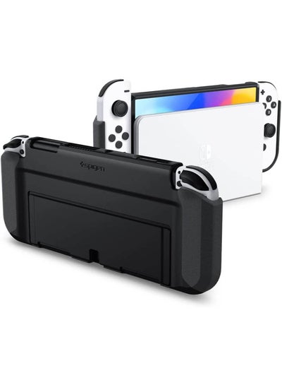اشتري Thin Fit designed for Nintendo Switch OLED and Joy-Con Controller Dockable Case Cover with Kickstand Protection - Black في الامارات