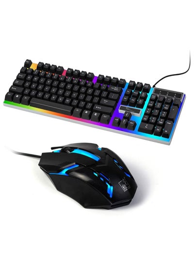 اشتري لوحة مفاتيح سلكية G21 USB للألعاب مزودة بإحساس ميكانيكي بإضاءة خلفية ملونة للكمبيوتر المحمول في الامارات