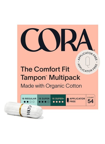 Buy 100% Organic Cotton Nonapplicator Tampons | Ultraabsorbent, Unscented, Natural, Nontoxic, Applicator Free | Ecoconscious (54 R/S/S+ Tampons) in UAE