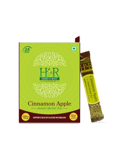 اشتري Herbs N Root Cinnamon Tea | 100% Natural Ingredient| Instant Herbal Tea | Maintains Healthy Sugar Level | Morning refreshing Tea | Cinnamon Extract & Green Apple Herbal Chai - 25 Stick (2gm Each) في الامارات