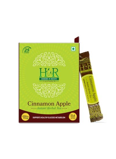 اشتري Herbs N Root Cinnamon Tea | 100% Natural Ingredient| Instant Herbal Tea | Maintains Healthy Sugar Level | Morning refreshing Tea | Cinnamon Extract & Green Apple Herbal Chai - 25 Stick (2gm Each) في الامارات