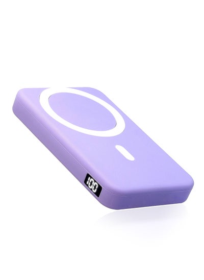 Buy 10000 mAh Magnetic MagSafe Wireless Portable Power Bank Charger Purple in UAE