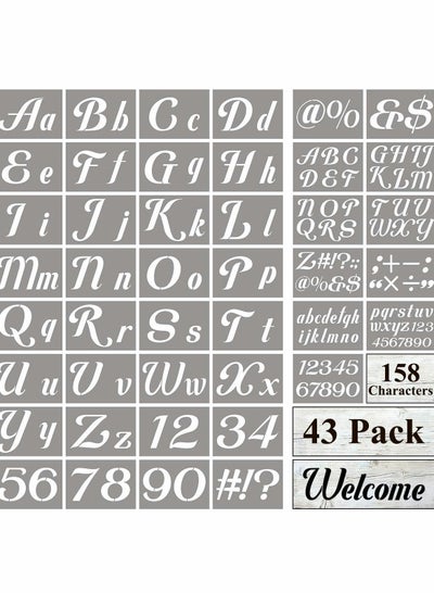 Buy Large Letter Stencils for Painting on Wood 43 Pack Alphabet Number Stencil Templates with Signs Reusable Plastic in 158 Designs Chalkboard Fabric in UAE