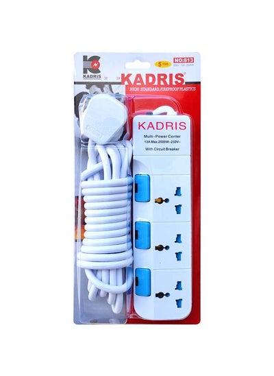 اشتري Power Strips 813 Heavy Duty Extension Cord with 3 way Outlets with individual switch, Charging Socket with 5 yard Heat resistant  Extension Cord (White) في الامارات