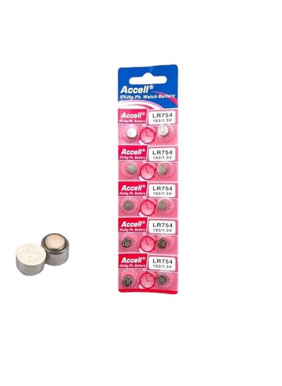 اشتري 10-Pieces Accell AG5 LR754 (193) Alkaline 1.5V Batteries في الامارات