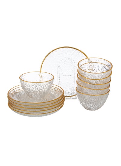 Buy Glass yogurt dessert set, 6 yogurts + 6 multi-use saucers in Saudi Arabia