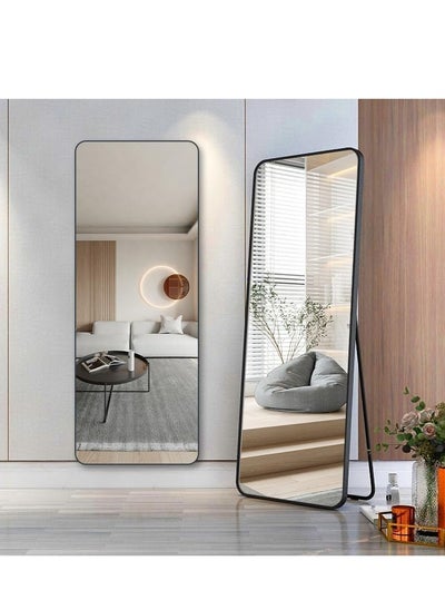 Buy Full Length Mirror 155x45cm Arched Aluminum alloy Large Standing Dressing Mirror Hanging Leaning Against Wall Mounted Mirror with Stand for Bedroom Locker Room Living Room (Black) in Saudi Arabia