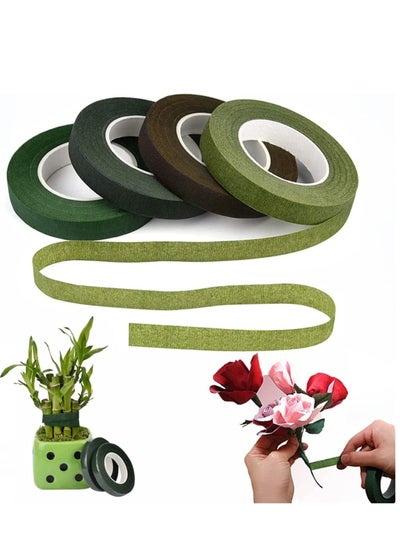 Buy Floral Tapes for Flower Stem Wrap Tape, Bouquet Wrapping and Crafts, Wedding, Dark Green, Light Green, Grass Green, Dark Brown 4 Rolls 1/2" Wide in Saudi Arabia