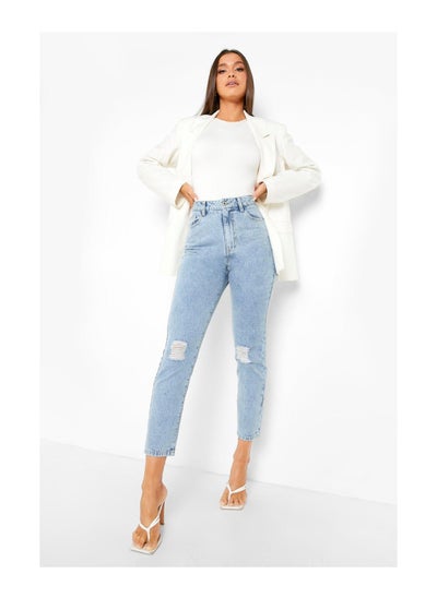 اشتري High Waist Distress Mom Jeans في الامارات