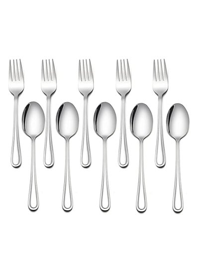 Buy Children Silverware Set 10 Pieces Kids Forks and Spoons Silverware Set Stainless Steel Toddler Utensils Flatware Set Child Cutlery Set for Home Preschools Outdoor Dinner Travel Dishwasher Safe in Saudi Arabia