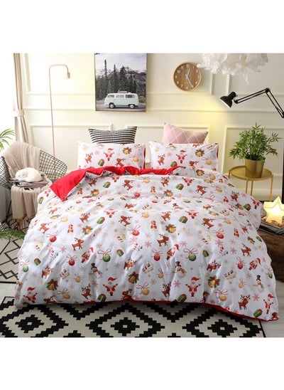 Buy 3-Piece Printed Duvet Cover Set Full Size, Soft Printed Microfiber Comforter Cover with Pillow Sham Zipper Closure in Saudi Arabia