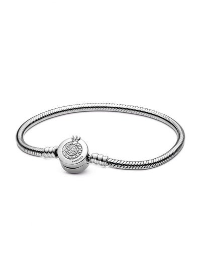 Buy PANDORA Jewelry Moments Sparkling Crown O Snake Chain Women's Sterling Silver Bracelet in Saudi Arabia