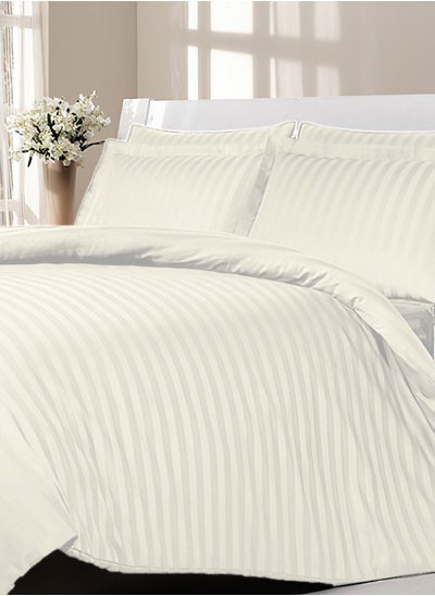 Buy Off White Complete Duvet Cover Set For King Size Bed With Fitted Sheet in UAE