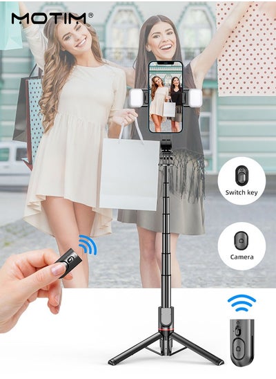 Buy 41 Inch Selfie Stick Phone Tripod with Wireless Remote Extendable Tripod Stand 360 Rotation with 2 LED Fill Light Compatible with iPhone 15 14 pro Android Samsung Smartphone in UAE