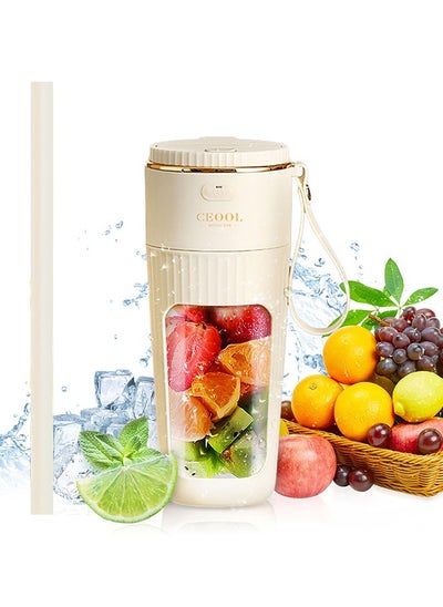 Buy Portable Blender, Personal Blender for Shakes and Smoothies, Mini Blender Bottle USB Rechargeable, Portable Juicer Cup with 10 Blades and Removable Straw for Kitchen, Gym, Office in UAE