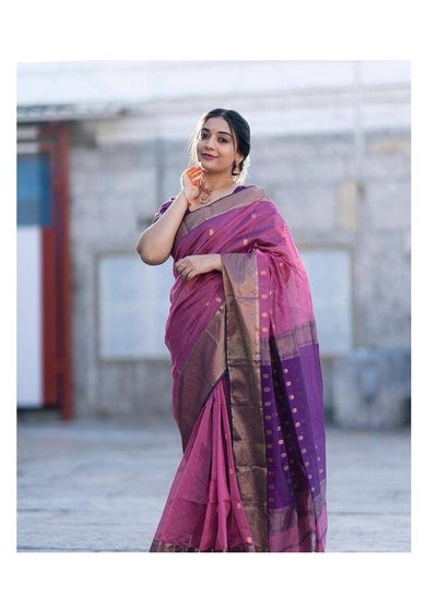 Buy Wedding Fancy Pink Formal Saree With Unstitched Blouse in UAE