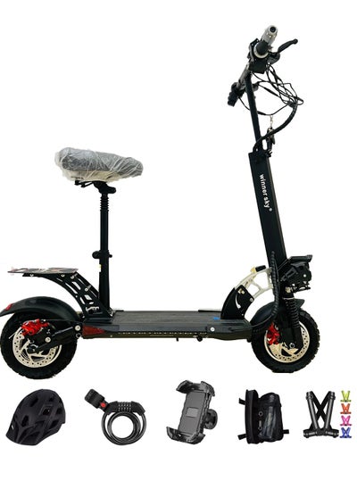 Buy Winner Sky E10 Pro (PLUS) Electric Scooter | 3000W motor | 35 km Range with a 36V13AH battery, Big Digital Display, Bluetooth, 10" Off-Road Tires, Foldable E Scooter, Includes Free Helmet, Toolkit, Safety Belt, lock, pump & Mobile Holder in UAE