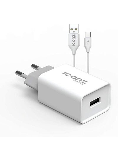Buy Iconz XWC04W Bazix USB Wall Charger with Type-C Cable, 2.1 Ampere - White in Egypt