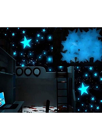 اشتري 100pcs Luminous blue star Wall stickers for livingroom glow in the dark festival home decoration في مصر