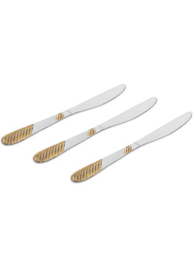 اشتري Harith 3-Piece Table Knife Set, Silver & Gold - 22 cm في الامارات