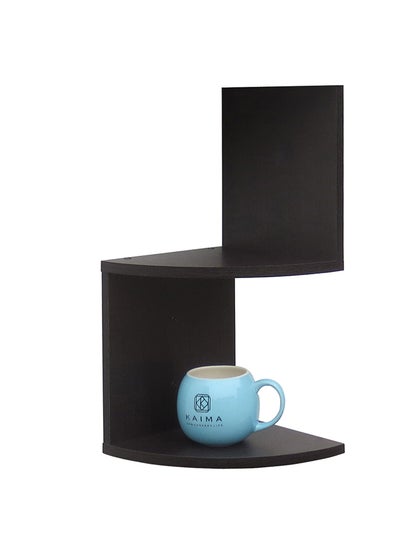 Buy FLOATING WALL SHELF 2 TIER CORNER BLACK SIZE: 19.8X19.8X40.6CM in UAE