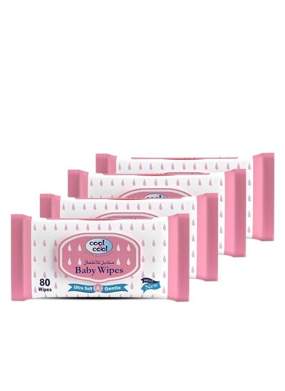 Buy Ultra Soft & Gentle Baby Wipes for Sensitive and Delicate Skin 80 Wet Wipes Pack of 4 in UAE