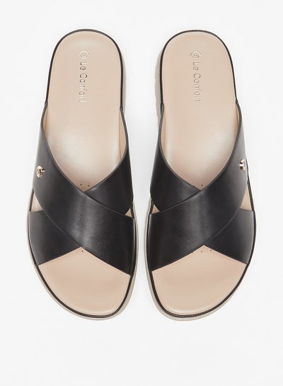 Buy Women Solid Slip-On Cross Slide Sandals in UAE