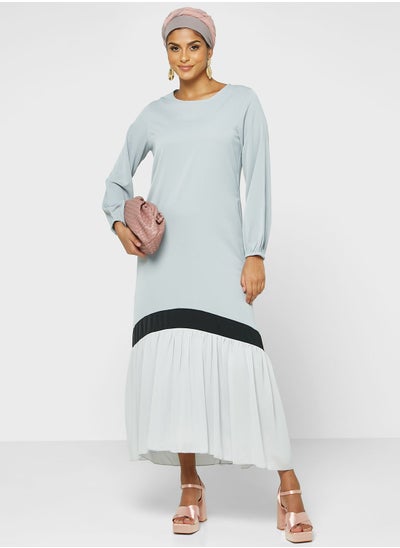 Buy Color block Pleat Detail Dress in Saudi Arabia