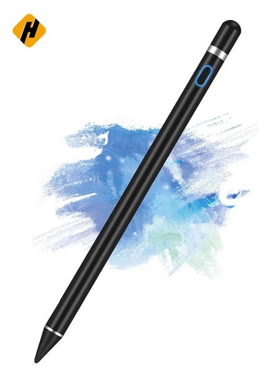 اشتري Active Stylus Pen Black fine Tip for iPad Apple iPhone Samsung Tablets on iOS and Android Capacitive Touchscreen Take-Note HandWritten Draw no lags Skipping Rechargeable في السعودية