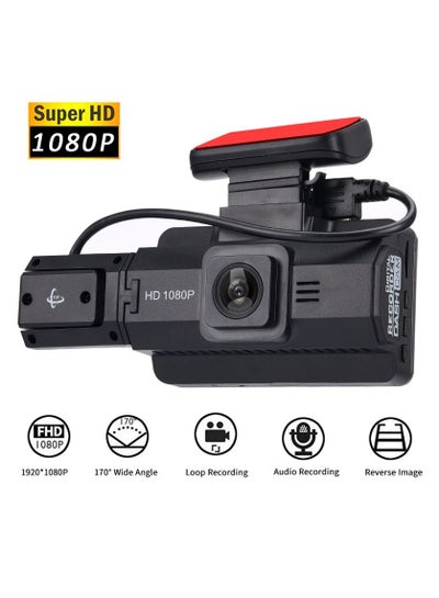 اشتري Dash cam Front and Rear 1080P+1080P Dash Camera for Cars, 170° Wide Angle ,Night Vision  G-Sensor Parking Monitor Loop Recording Motion Detector And 128G Max. في السعودية