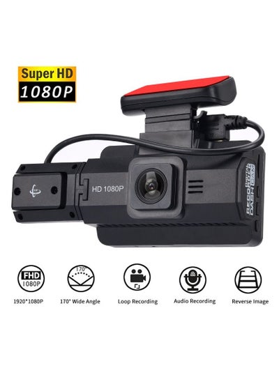 Buy Dash cam Front and Rear 1080P+1080P Dash Camera for Cars, 170° Wide Angle ,Night Vision  G-Sensor Parking Monitor Loop Recording Motion Detector And 128G Max. in Saudi Arabia