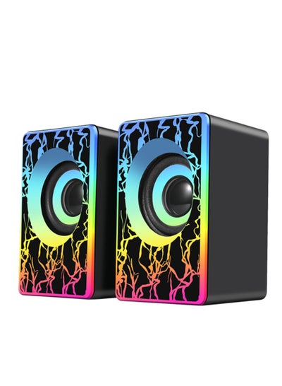 اشتري PC Speakers, RGB Computer Speakers for Desktop, 2.0 USB Powered Portable Gaming Speakers with Colorful LED Light, 3.5mm Aux Input Mini Multimedia Speaker Sound Bar for TV Monitors Laptops في الامارات